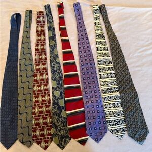 Men’s Tie Lot of 8 Assorted Patterns Silk/Poly Mix Business Dress Bundle